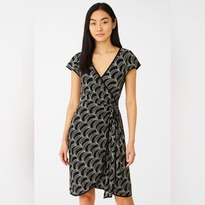 Max Studio Black & Gray Art Deco Wrap Dress – Size Medium, NWT